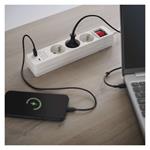 Emos P1312CU, predlžovací kábel, 2 m, 3 zásuvky, s vypínačom, biely, 1×USB-A + 1×USB-C, 1,5 mm2