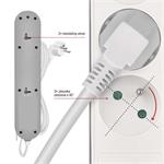 Emos P1312FC, predlžovací kábel 2 m, 3 zásuvky, s vypínačom, biely, 1×USB-A + 1×USB-C, 1,5 mm2