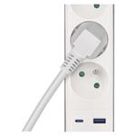 Emos P1312FC, predlžovací kábel 2 m, 3 zásuvky, s vypínačom, biely, 1×USB-A + 1×USB-C, 1,5 mm2