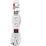 Emos P1410, predlžovací kábel 10 m, 4 zásuvky, s vypínačom, PVC, biely