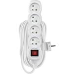 Emos P1410, predlžovací kábel 10 m, 4 zásuvky, s vypínačom, PVC, biely