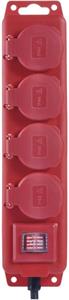 Emos P14101, predlžovací kábel 10 m, 4 zásuvky, s vypínačom, gumový IP44, červený, 1,5mm2