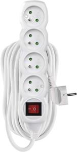 Emos P1410R, predlžovací kábel 10 m, 4 zásuvky, s vypínačom, PVC, biely, 1,5 mm2