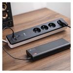Emos P1412SM GoSmart, predlžovací kábel 2m, 4 zásuvky, s vypínačom, USB, biely-čierny, PVC, 1,5 mm2