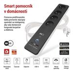 Emos P1412SM GoSmart, predlžovací kábel 2m, 4 zásuvky, s vypínačom, USB, biely-čierny, PVC, 1,5 mm2