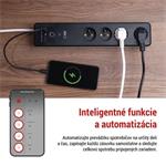 Emos P1412SM GoSmart, predlžovací kábel 2m, 4 zásuvky, s vypínačom, USB, biely-čierny, PVC, 1,5 mm2