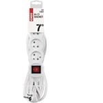 Emos P1417, predlžovací kábel 7m, 4 zásuvky, s vypínačom, biely, PVC