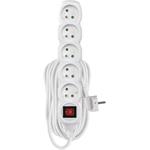 Emos P1510, predlžovací kábel 10 m, 5 zásuviek, s vypínačom, PVC, biely
