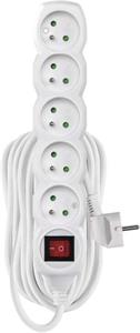 Emos P1510, predlžovací kábel 10 m, 5 zásuviek, s vypínačom, PVC, biely