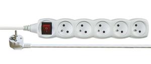 Emos P1512, predlžovací kábel 2m, 5 zásuviek, s vypínačom, PVC, biely
