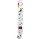 Emos P1513, predlžovací kábel 3m, 5 zásuviek, s vypínačom, PVC, biely