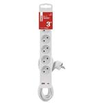 Emos P1513CU, predlžovací kábel 3m s USB-A, USB-C, 5 zásuviek, s vypínačom, PVC, biely, 1,5 mm2