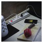 Emos P1513CU, predlžovací kábel 3m s USB-A, USB-C, 5 zásuviek, s vypínačom, PVC, biely, 1,5 mm2