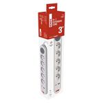 Emos P1513PD, predlžovací kábel 3m s USB-A, USB-C, 5 zásuviek, s vypínačom, PVC, biely, 1,5 mm2
