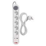 Emos P1513PD, predlžovací kábel 3m s USB-A, USB-C, 5 zásuviek, s vypínačom, PVC, biely, 1,5 mm2