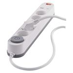 Emos P1513PD, predlžovací kábel 3m s USB-A, USB-C, 5 zásuviek, s vypínačom, PVC, biely, 1,5 mm2