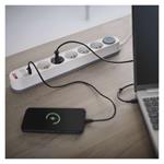 Emos P1513PD, predlžovací kábel 3m s USB-A, USB-C, 5 zásuviek, s vypínačom, PVC, biely, 1,5 mm2