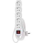 Emos P1513R, predlžovací kábel 3 m, 5 zásuviek, s vypínačom, PVC, biely, 1,5 mm2