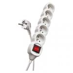 Emos P1515, predlžovací kábel 5m, 5 zásuviek, s vypínačom, PVC, biela