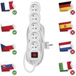 Emos P1517, predlžovací kábel 7m, 5 zásuviek, s vypínačom, PVC, biely