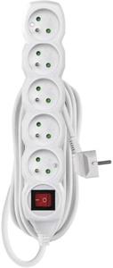 Emos P1517R, predlžovací kábel 7m, 5 zásuviek, s vypínačom, PVC, biely, 1,5 mm2