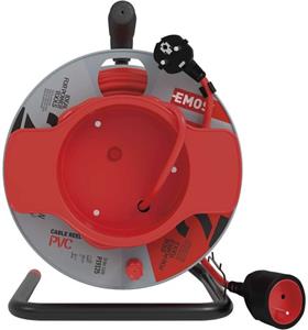 Emos P19125, predlžovací kábel na bubne 25 m, 1 zásuvka, červený, PVC, 230 V, 1,5 mm2