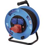 Emos P193250, vonkajší predlžovací kábel na bubne 25 m, 3 zásuvky, čierny, guma, 230V/400V, 1,5 mm2