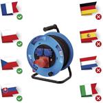 Emos P193250, vonkajší predlžovací kábel na bubne 25 m, 3 zásuvky, čierny, guma, 230V/400V, 1,5 mm2