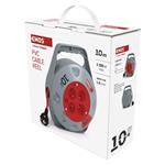 Emos P19410N, predlžovací kábel na bubne, 10 m, 4 zásuvky, červený, PVC, 230 V, 1 mm2