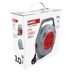 Emos P19410N, predlžovací kábel na bubne, 10 m, 4 zásuvky, červený, PVC, 230 V, 1 mm2