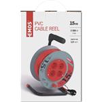 Emos P194151, predlžovací kábel na navíjacom bubne 230V, 4x zásuvka 15m, čierny, 1 mm2