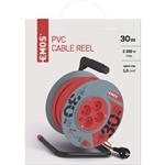 Emos P19430, predlžovací kábel na navíjacom bubne 230V, 4x zásuvka, 30m, oranžový, 1,5mm2