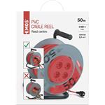 Emos P19450P, predlžovací kábel na bubne 50 m, 4 zásuvky, červený, PVC, 230 V, 1,5 mm2