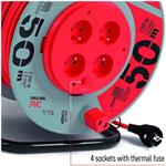 Emos P19450P, predlžovací kábel na bubne 50 m, 4 zásuvky, červený, PVC, 230 V, 1,5 mm2