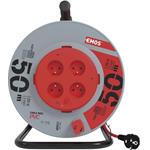 Emos P19450P, predlžovací kábel na bubne 50m, 4 zásuvky, PVC, červený, 1,5 mm2