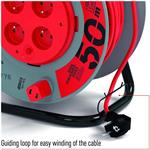 Emos P19450P, predlžovací kábel na bubne 50m, 4 zásuvky, PVC, červený, 1,5 mm2