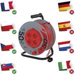 Emos P19450P, predlžovací kábel na bubne 50m, 4 zásuvky, PVC, červený, 1,5 mm2