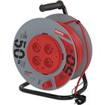 Emos P19450P, predlžovací kábel na bubne 50m, 4 zásuvky, PVC, červený, 1,5 mm2