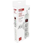 Emos P54013, prepäťová ochrana, 3 zásuvky, 1,5 m, biela