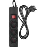 Emos P54014, prepäťová ochrana, 3 zásuvky, 1,5 m, čierna