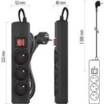 Emos P54014, prepäťová ochrana, 3 zásuvky, 1,5 m, čierna