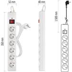 Emos P54015, prepäťová ochrana, 6 zásuviek, 1,5 m, biela