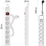 Emos P54016, prepäťová ochrana, 6 zásuviek, 3 m, biela