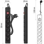 Emos P54018, prepäťová ochrana, 6 zásuviek, 1,5 m, čierna