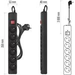 Emos P54019, prepäťová ochrana, 6 zásuviek, 3 m, čierna