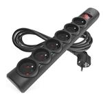 Emos P54019, prepäťová ochrana, 6 zásuviek, 3 m, čierna