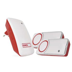 Emos P5750.2T, domový bezdrôtový zvonček bez batérie do zásuvky, s 2 tlačidlami