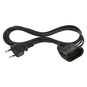 Emos PC01301, dvojžilový pohyblivý prívod 1,5 m, 1 zásuvka, čierny, PVC, 0,75 mm2