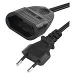 Emos PC01303, dvojžilový pohyblivý prívod 3 m, 1 zásuvka, čierny, PVC, 0,75 mm2