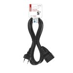 Emos PC01305, dvojžilový pohyblivý prívod 5 m, 1 zásuvka, čierny, PVC, 0,75 mm2